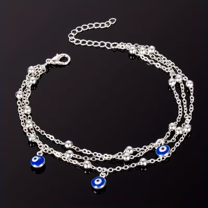 Triple Evil Eye Beach Anklet