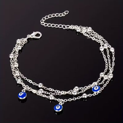 Triple Evil Eye Beach Anklet