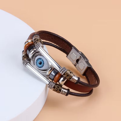 Authentic Leather Evil Eye Bracelet