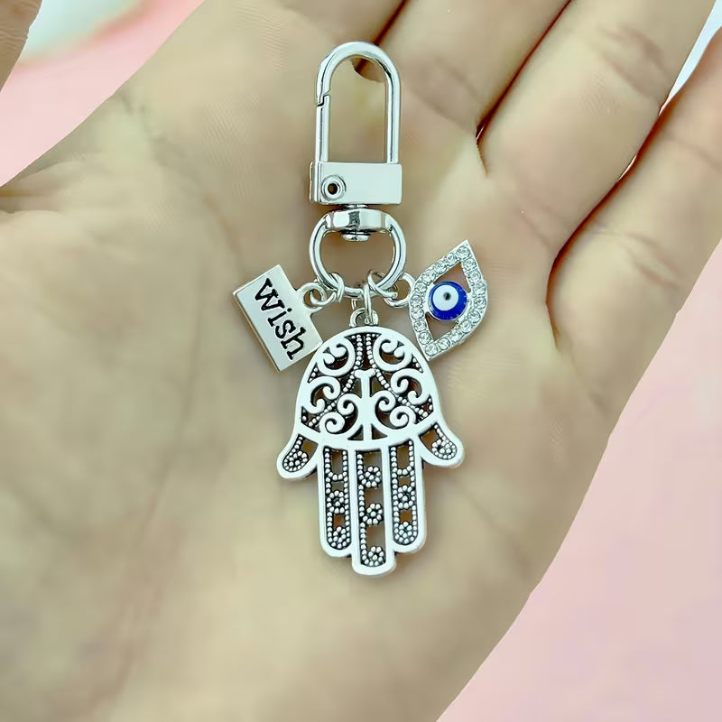 Wish Hamsa Hand Evil Eye Keychain