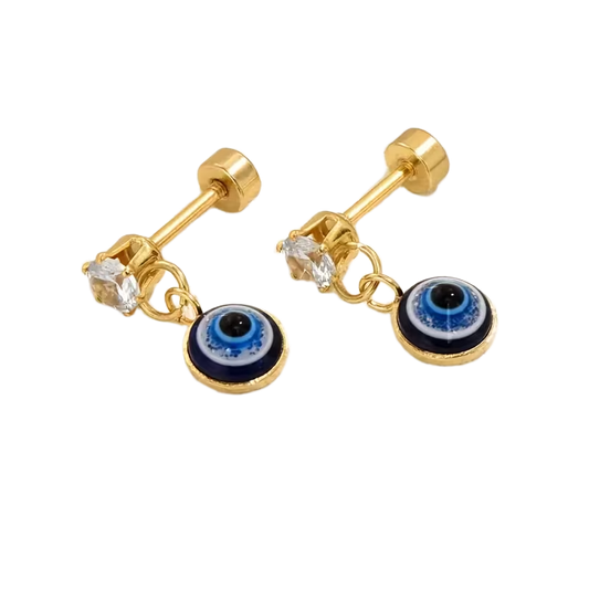 Gold Plated Evil Eye Pendant Earrings