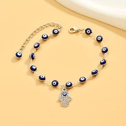 Hamsa Hand Evil Eye Pendant Anklet