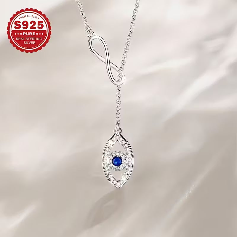 925 Sterling Silver Evil Eye Adjustable Necklace