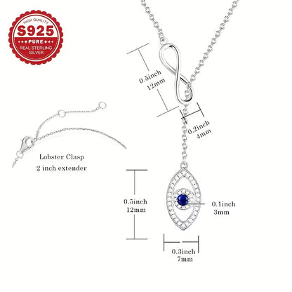 925 Sterling Silver Evil Eye Adjustable Necklace