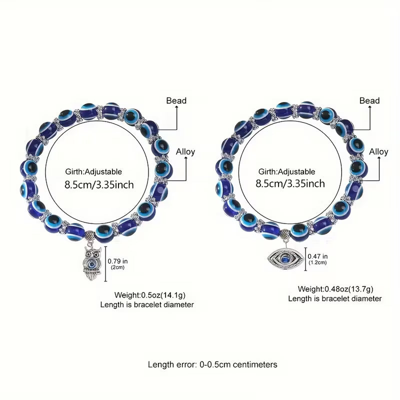 Evil Eye Elastic Beaded Pendant Anklet