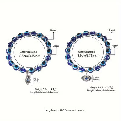 Evil Eye Elastic Beaded Pendant Anklet
