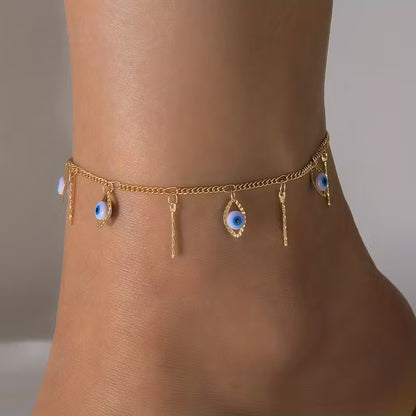 Multi Evil Eye Adjustable Anklet