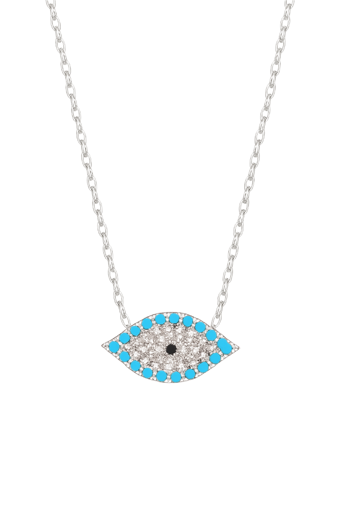 925 Sterling Silver Blue Turquoise Pendant Necklace