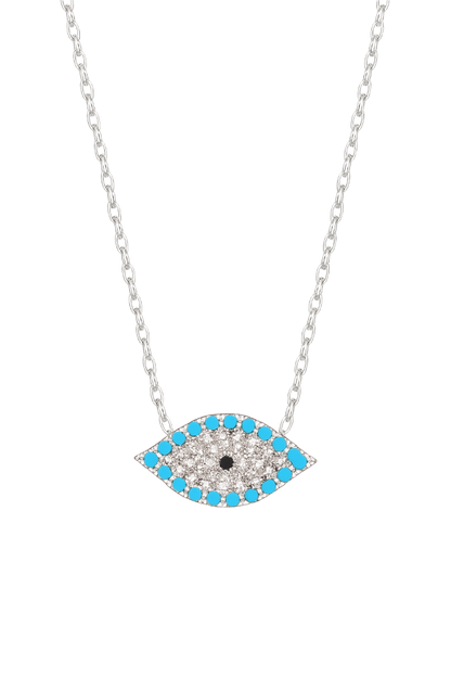 925 Sterling Silver Blue Turquoise Pendant Necklace
