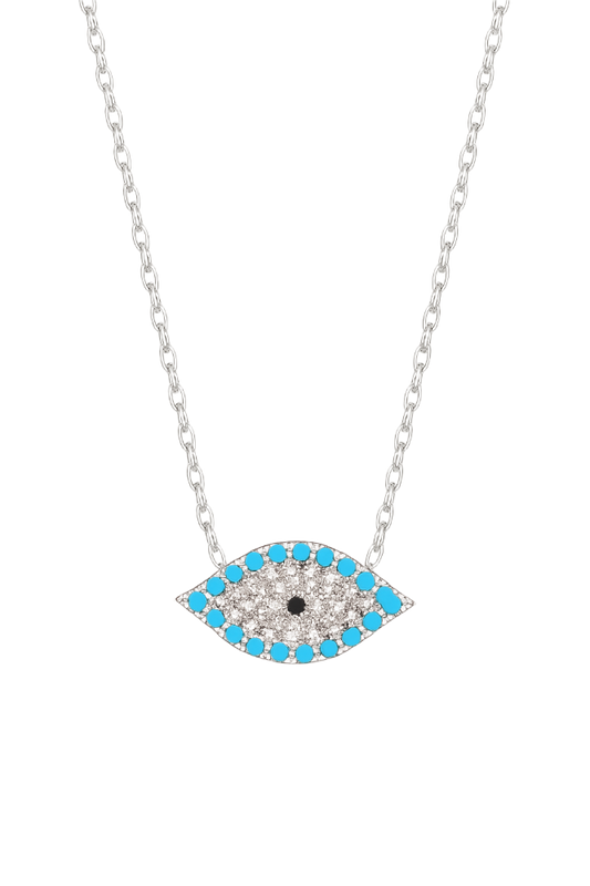 925 Sterling Silver Blue Turquoise Pendant Necklace