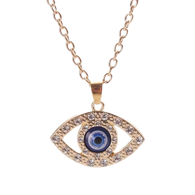 Rhinestone Evil Eye Pendant Necklace