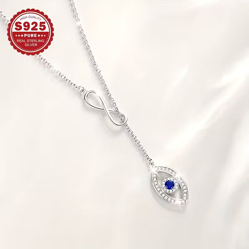 925 Sterling Silver Evil Eye Adjustable Necklace