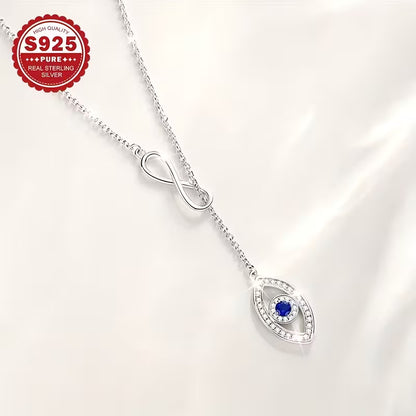 925 Sterling Silver Evil Eye Adjustable Necklace