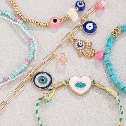 6-Piece Evil Eye Pendant Anklet