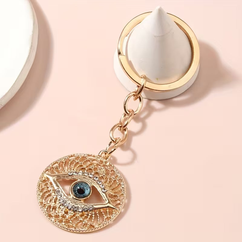 Golden Evil Eye Pendant Keychain
