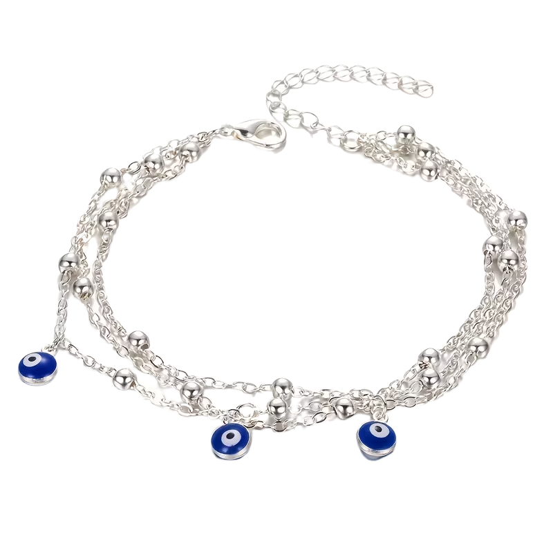 Triple Evil Eye Beach Anklet
