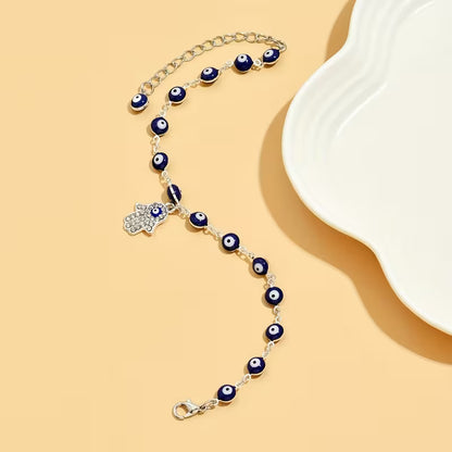 Hamsa Hand Evil Eye Pendant Anklet