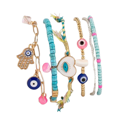 6-Piece Evil Eye Pendant Anklet