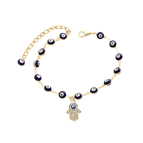 Hamsa Hand Evil Eye Pendant Anklet