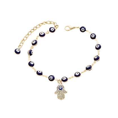 Hamsa Hand Evil Eye Pendant Anklet